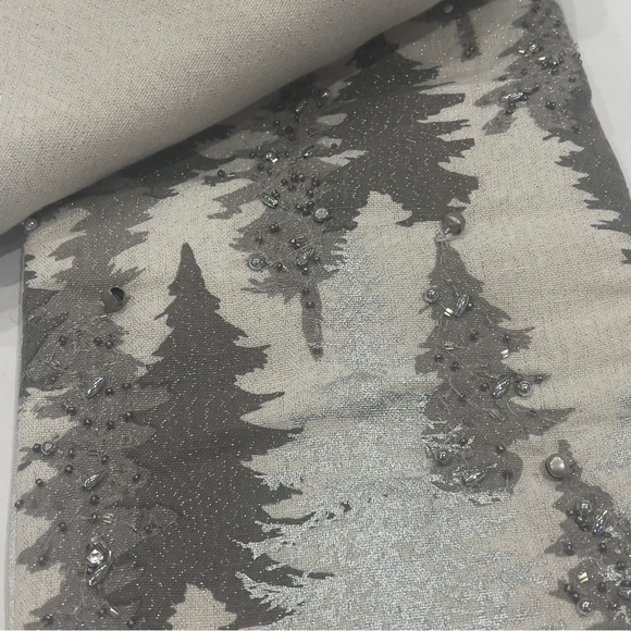 2 Rachel Zoe Beaded Silver Grey Christmas Tree Stockings 22” New Set of 2 - Picture 6 of 7